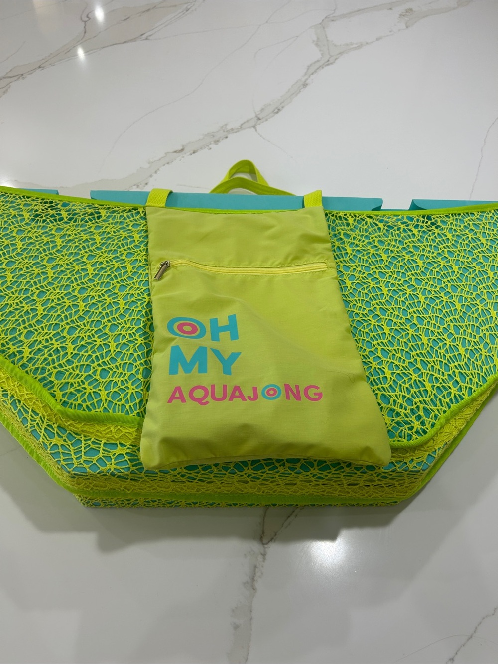 Oh My Aquajong Neon Lime Swim floating mat with Packable Pouch - Picture 5 of 5